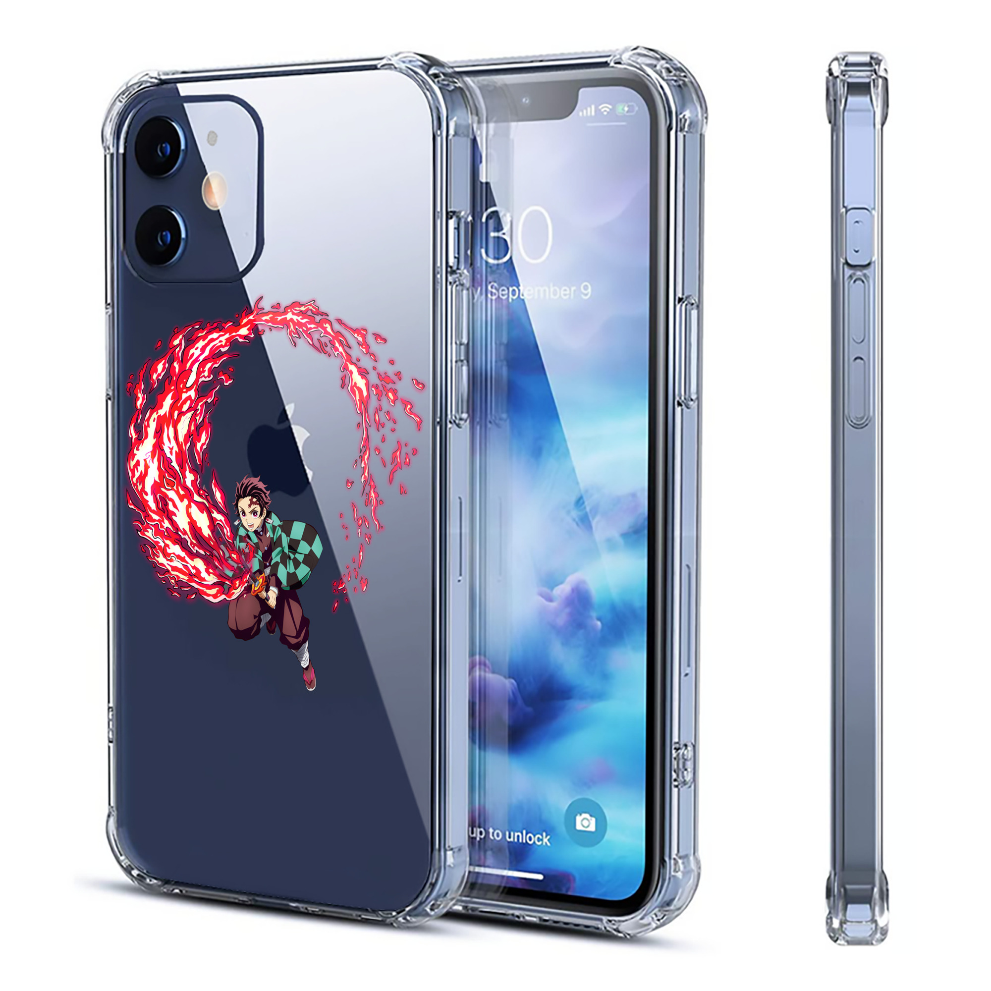 （画像用） 鬼滅の刃 竈門 炭治郎／かまど たんじろう Kamado Tanjirou 【iPhone 12シリーズ対応】透明スマホケース（クリアソフトケース）